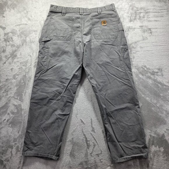 Carhartt Pants Mens 36x30 Gray Carpenter Utility Workwear Straight Leg Twill - Picture 2 of 8